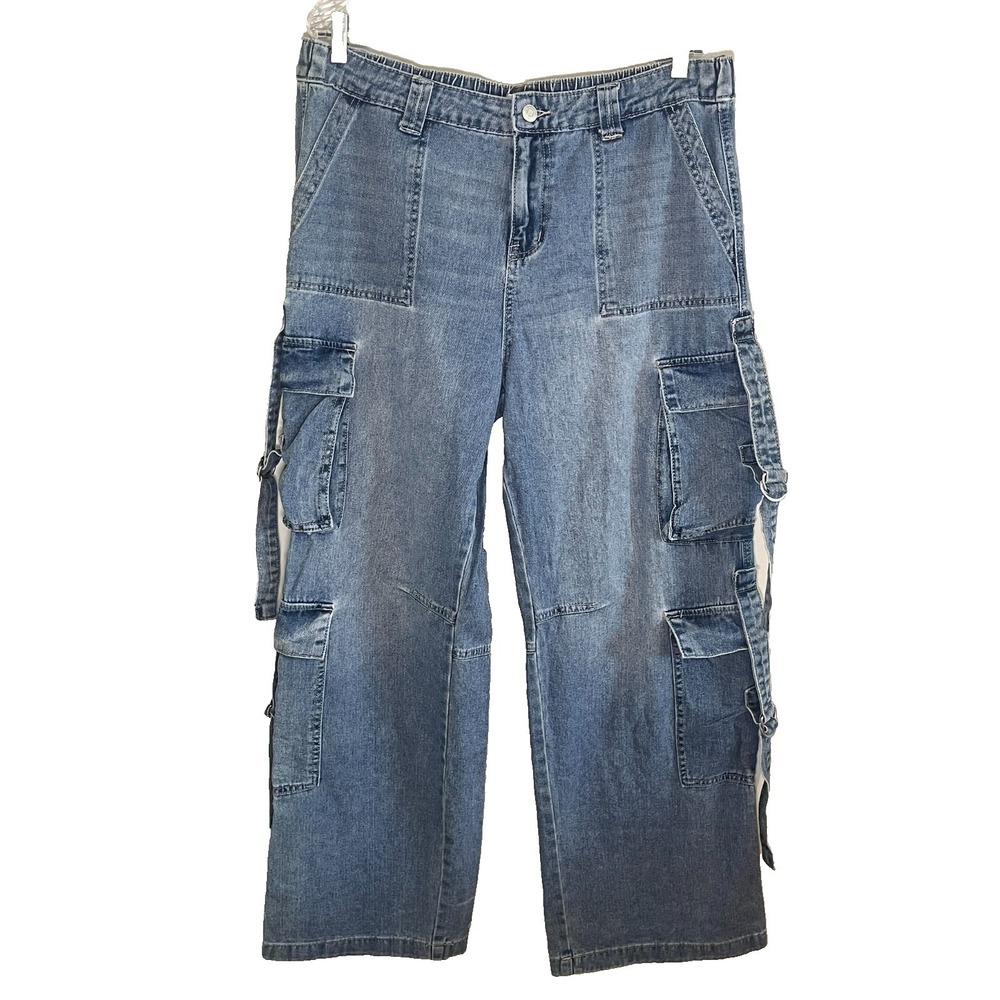 Y2K Retro Cargo Utility Denim Jeans 13 Grunge Skater Emo 90s Indie Gorpcore Punk